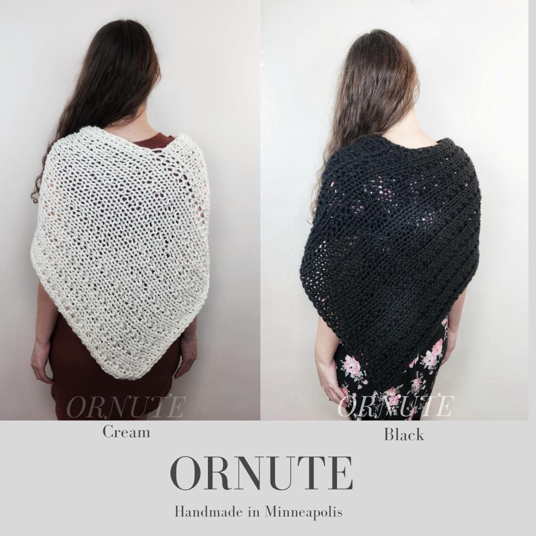 Hand Knitted Chunky Caplet: Women's Handmade Winter Shawl Sweater ...