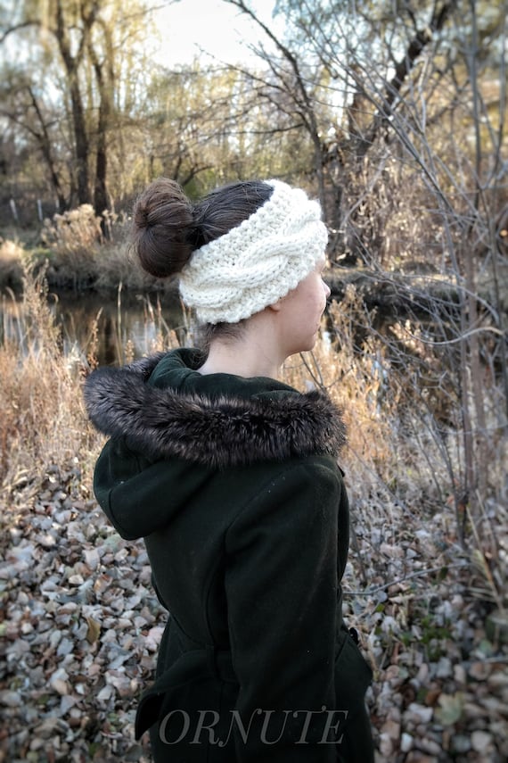 Hand Knit Wool Cable Knit Headband Women Knitted Earwarmer Handmade Winter Headband Cozy Fall Fashion Accessories Gift for Her - CAMDEN