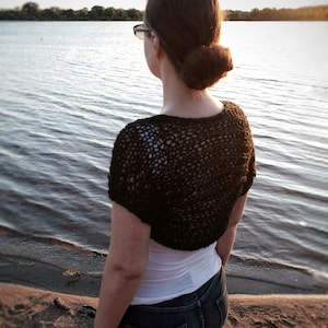 Hand Knit Summer Short Sleeve Shrug for Women Handmade Sheer Bolero for Dress, Loose Knited Cover Up / Samia Shrug