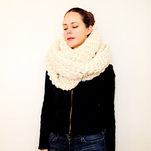 Large Knit Oversized Scarf for Women Long Knitted Scarf Winter Clothing Handmade Gift for Her / The Minnesotan in Cream Ready to Ship image 4