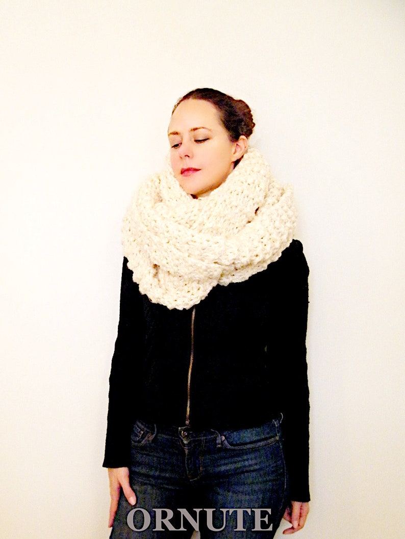 Large Knit Oversized Scarf for Women Long Knitted Scarf Winter Clothing Handmade Gift for Her / The Minnesotan in Cream Ready to Ship image 4