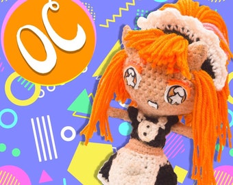 Crochet Anime Maid Doll| Knit Anime Plushie| Maid Chibi | Crochet monster girl