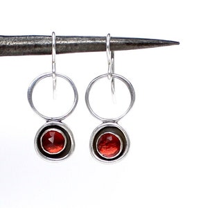 Rose Cut Red Garnet and Sterling Silver Earrings Red - Etsy