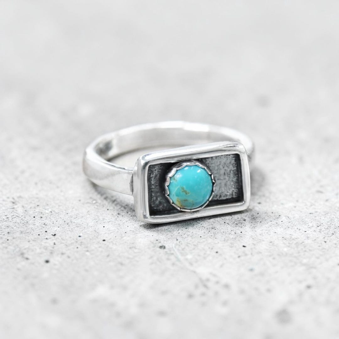 Kingman Turquoise and Sterling Silver Unisex Ring - Etsy