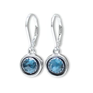 Rose Cut Kyanite Earrings - Sterling Silver Dangle Earrings with Lever Back Ear Wires
