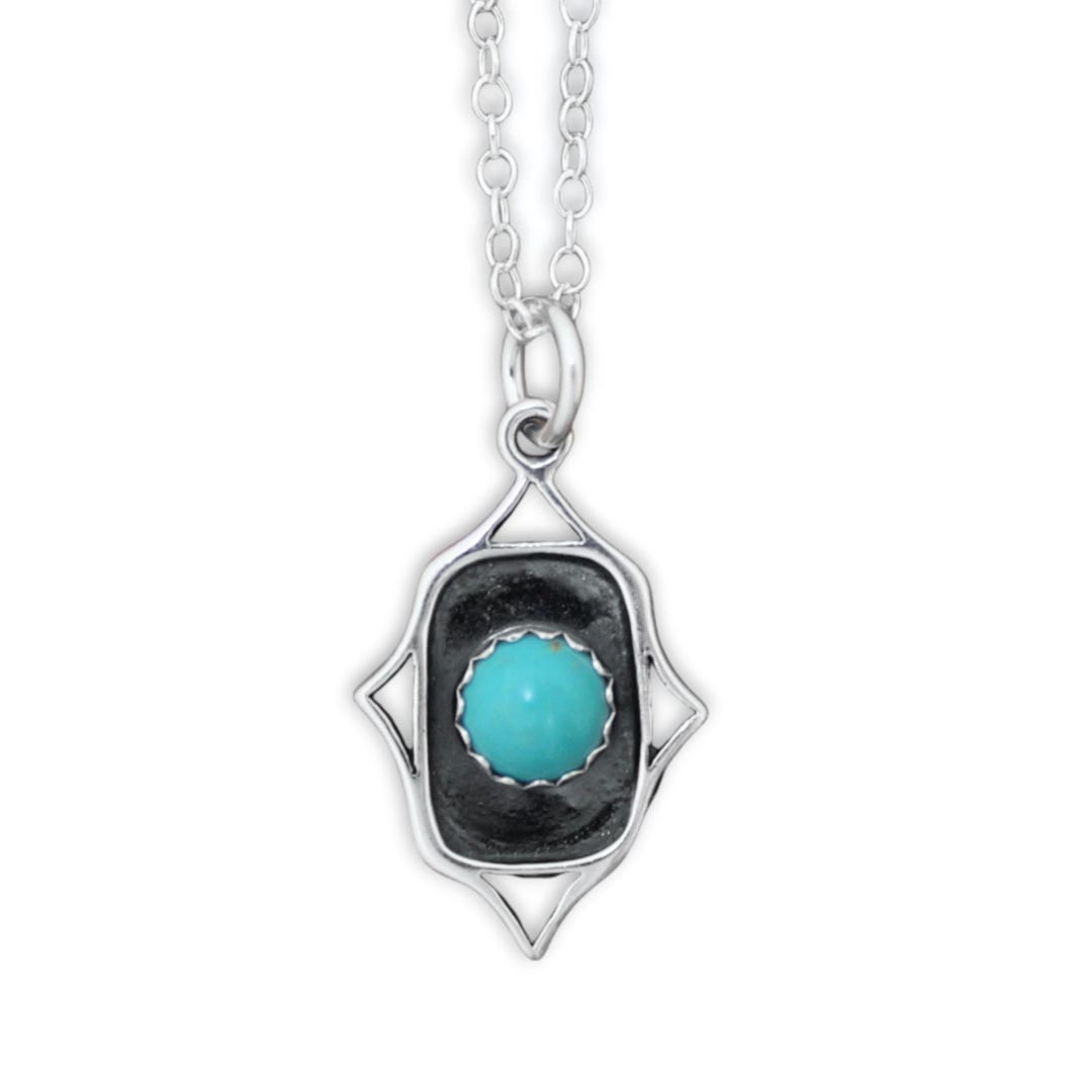 Kingman Turquoise Necklace: Handmade Sterling Silver Southwest Pendant ...