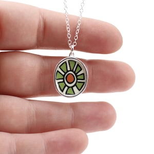 Wildflower Necklace - Sterling Silver and Enamel Retro Modern Flower Pendant on Adjustable Sterling Chain