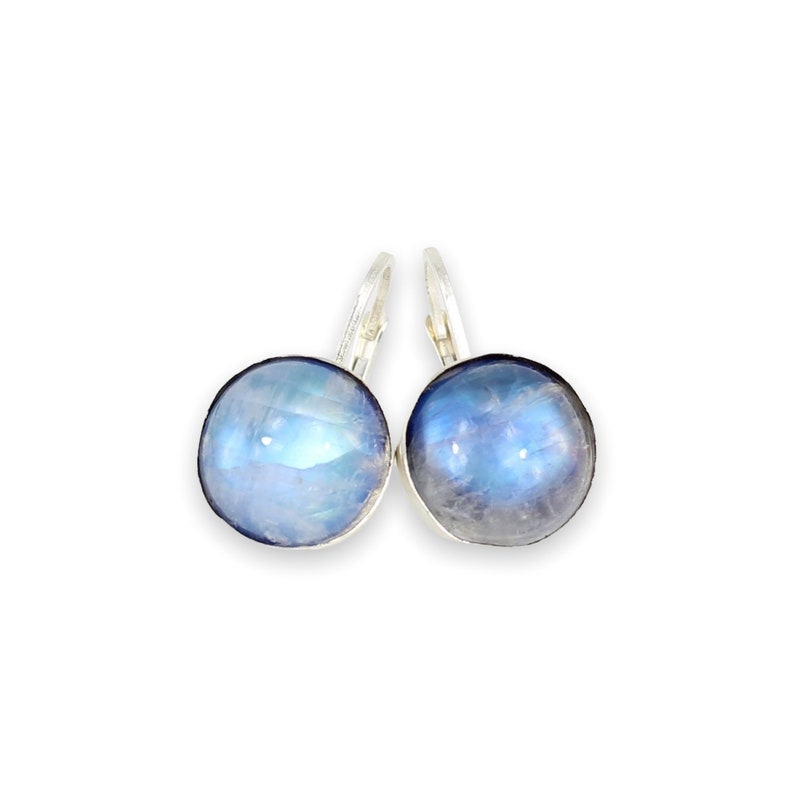 Simple Modern Moonstone Earrings Blue Moonstone Lever Back Earrings image 3