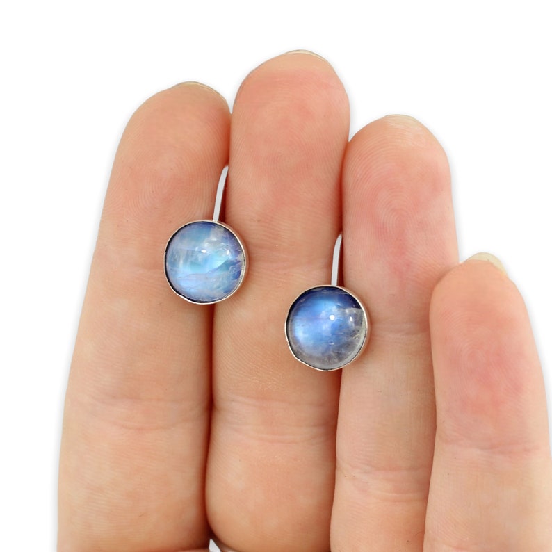 Simple Modern Moonstone Earrings Blue Moonstone Lever Back Earrings image 2