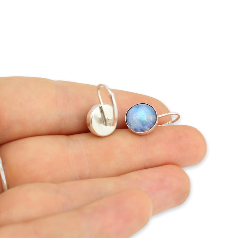 Simple Modern Moonstone Earrings Blue Moonstone Lever Back Earrings image 5