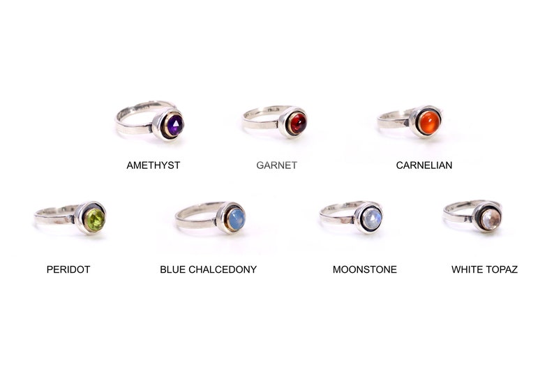 Small Gemstone Ring Choose your Stone Amethyst Garnet | Etsy