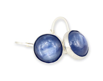 Sterling Silver Kyanite Lever Back Earrings: Modern Celestial Jewelry