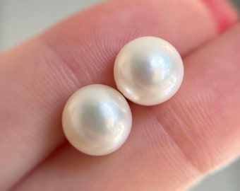 Estate 10KT Gold Set Pearl Stud Earrings, Simple and Classy Pearl Studs, Butterfly Clasp Gold Set Akoya Pearls, Stackable Earrings
