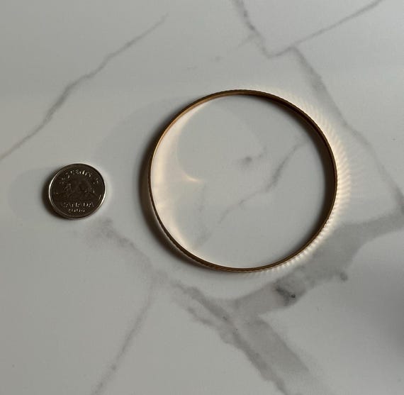 Stackable Solid Yellow Gold Striped Bangle Bracel… - image 10