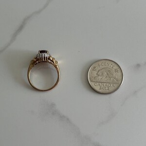Estate 10KT Gold Red Stone Cocktail Ring, Vintage Style Yellow Gold Band, Oval Cut Red Stone with Sparkly Halo, Classic Passion Size 6 US image 10