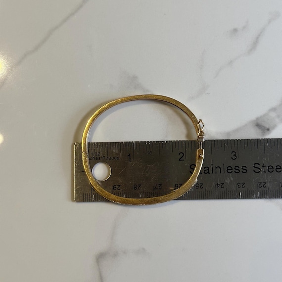 Solid 14KT Gold Diamond Bangle Bracelet, Estate Y… - image 10