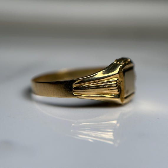 Solid 18KT Gold Blank Signet Ring, Simple Rectang… - image 11