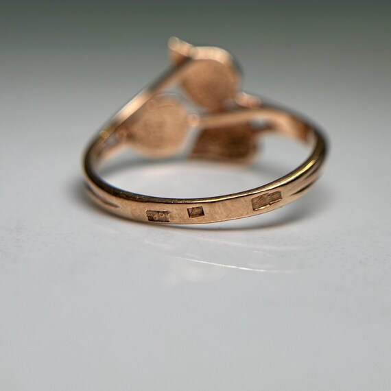 14KT Solid Gold Leaf Ring, Three Leaf Design Fore… - image 4