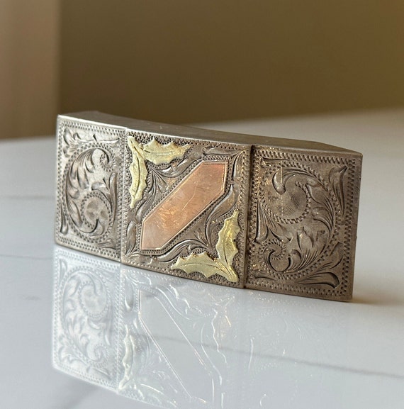 Vintage Mexican Sterling Silver and 10-18KT Gold Intricate Vintage Mexican Sterling Silver and 10-18KT Gold Intricate