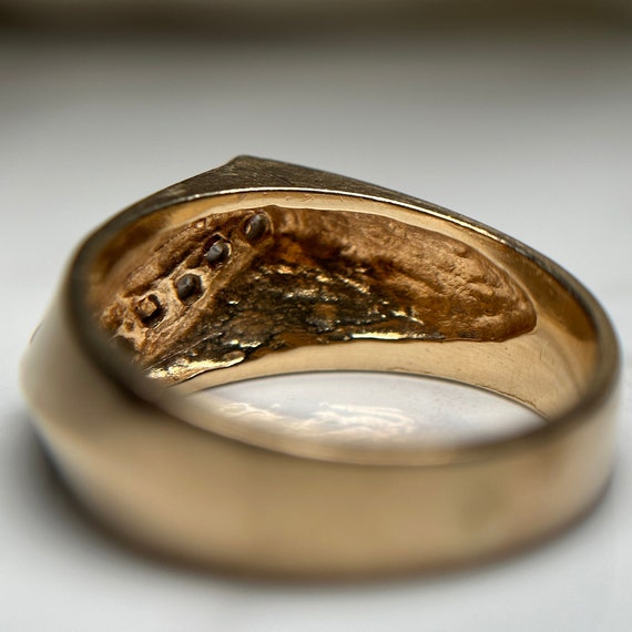 Estate 10KT Gold Diagonal Stone Ring, Men's Style… - image 5