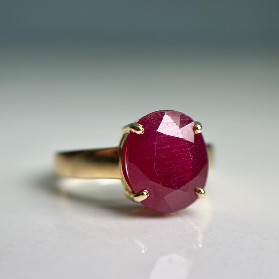 Vibrant 6.05ct Ruby Ring, Solid 14KT Yellow Gold … - image 12