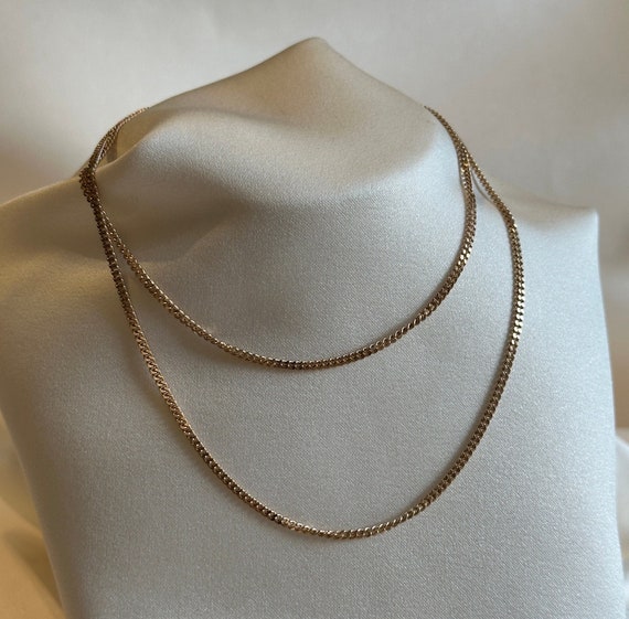 Estate 10KT Yellow Gold Curb Chain, Simple and St… - image 1