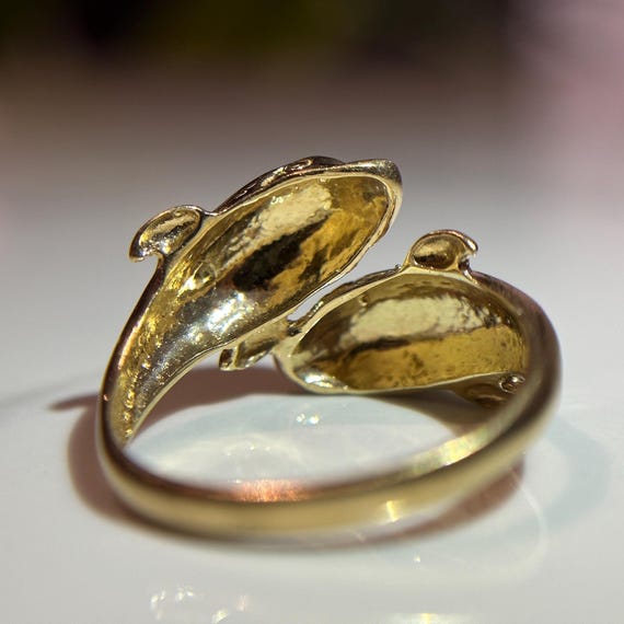 Solid 10KT Gold Dolphin Wrap Ring, Large Statemen… - image 9