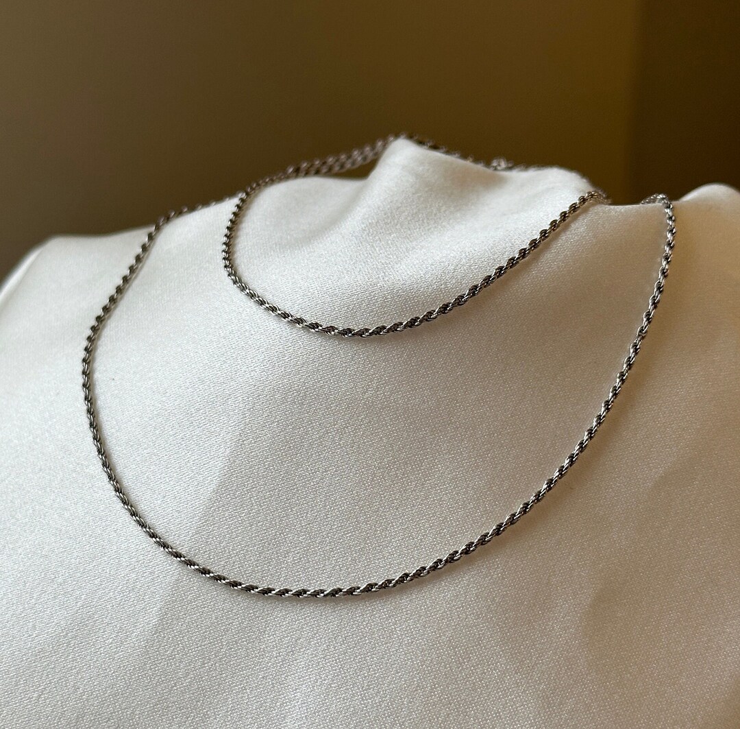 Vintage Sterling Silver Rope Chain, Simple and Sparkly Silver Rope ...