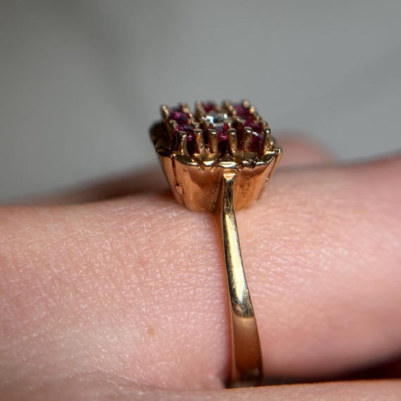 Ruby and Diamond 14KT Gold Statement Ring, Square… - image 10