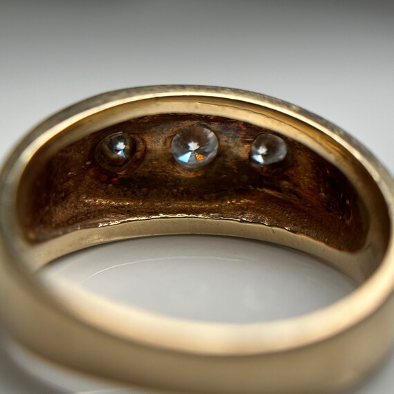 Estate 14KT Gold Three Stone Diamond Signet Ring,… - image 5