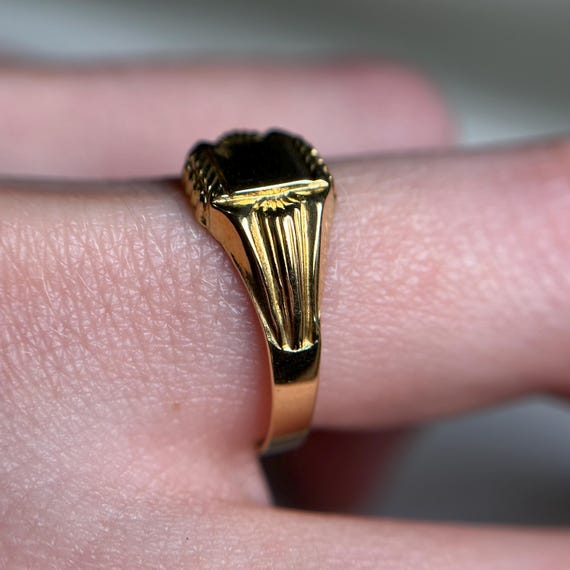 Solid 18KT Gold Blank Signet Ring, Simple Rectang… - image 7