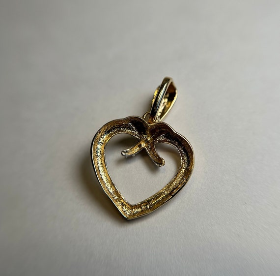 Vintage 14KT Yellow Gold and Diamond Heart Pendan… - image 3