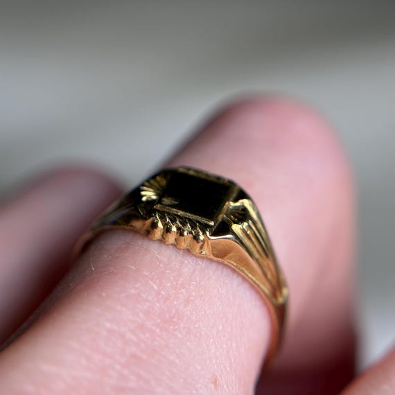 Solid 18KT Gold Blank Signet Ring, Simple Rectang… - image 5