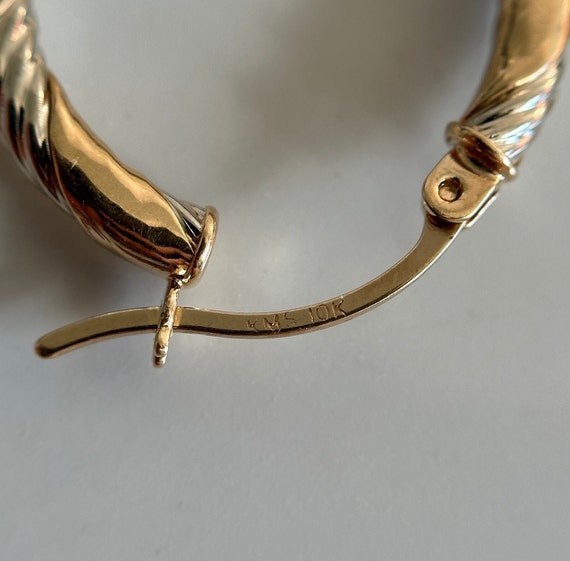 10KT White and Yellow Gold Hoop Earrings, Latch B… - image 10