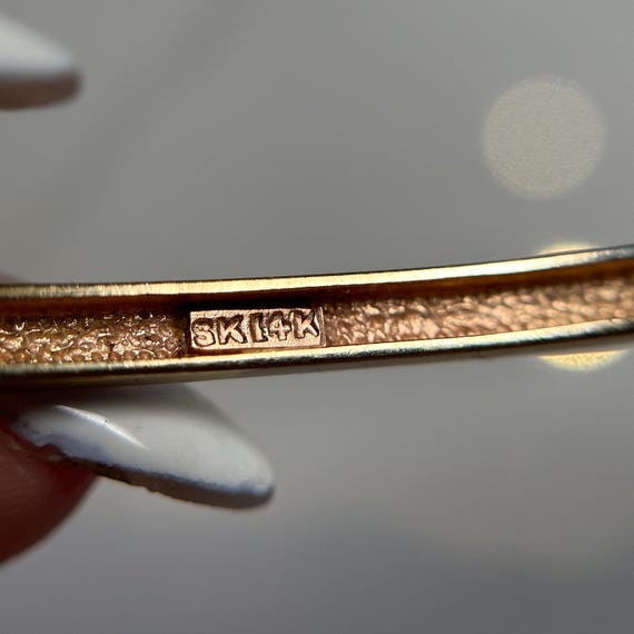 Solid 14KT Gold Diamond Bangle Bracelet, Estate Y… - image 9