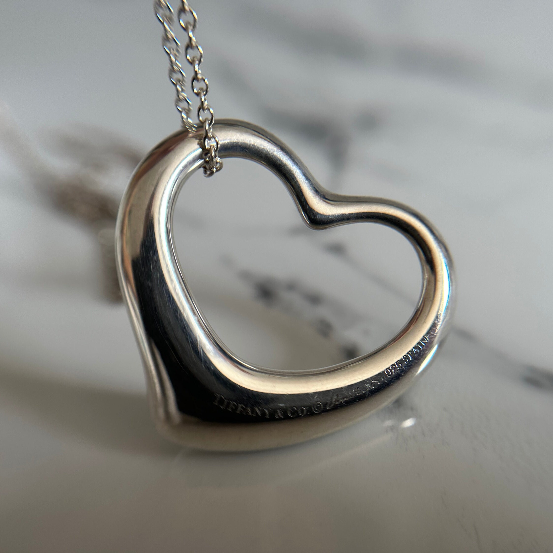 Estate Tiffany & Co. Elsa Peretti Open Heart Necklace, Long Chain