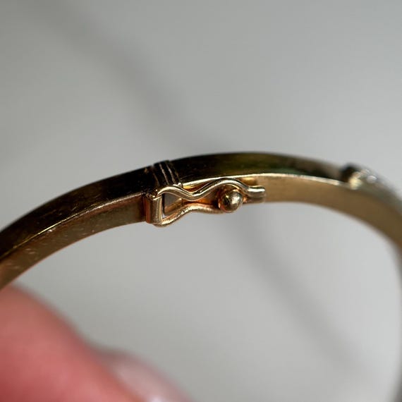 Solid 14KT Gold Diamond Bangle Bracelet, Estate Y… - image 7