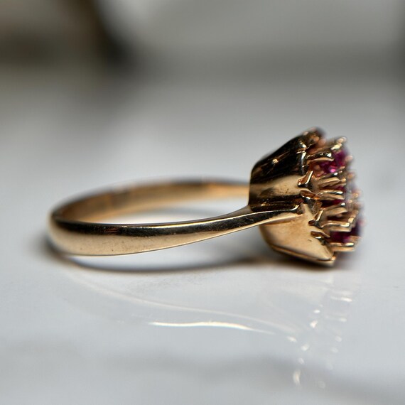 Ruby and Diamond 14KT Gold Statement Ring, Square… - image 3