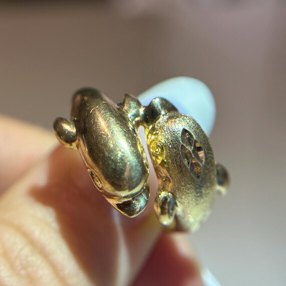 Solid 10KT Gold Dolphin Wrap Ring, Large Statemen… - image 8