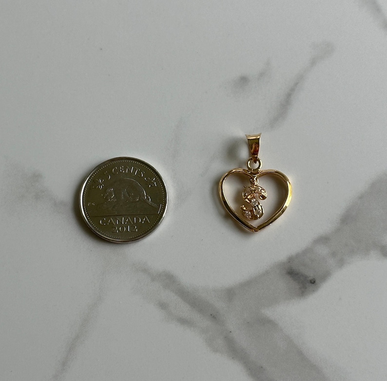 Estate 18KT Gold Heart 'S' Charm, Dangly Initial Letter S Pendant, Yellow Gold Sparkly Heart Jewellery, Gift for S Name bild 6