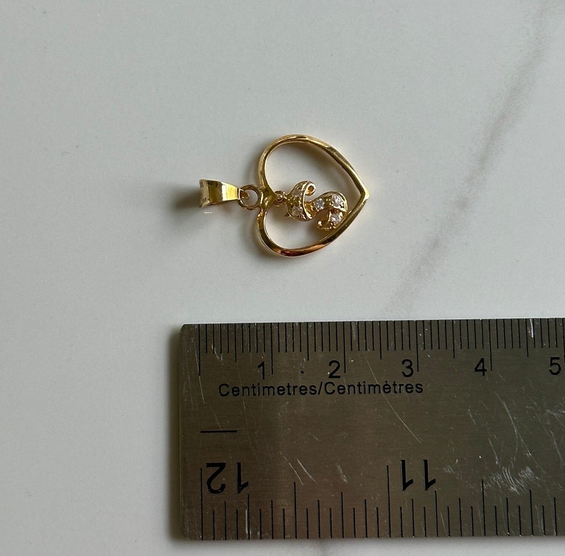 Estate 18KT Gold Heart 'S' Charm, Dangly Initial Letter S Pendant, Yellow Gold Sparkly Heart Jewellery, Gift for S Name bild 5