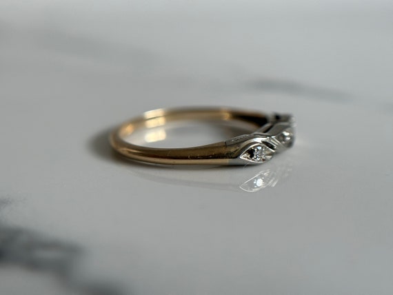 14-18KT Gold Stackable Diamond Ring, Thin White a… - image 7