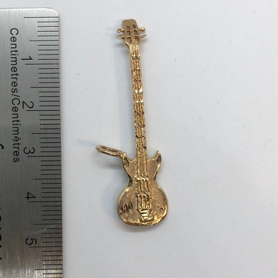 Estate 14K Yellow Gold Guitar Pendant, Gold Rocks… - image 6