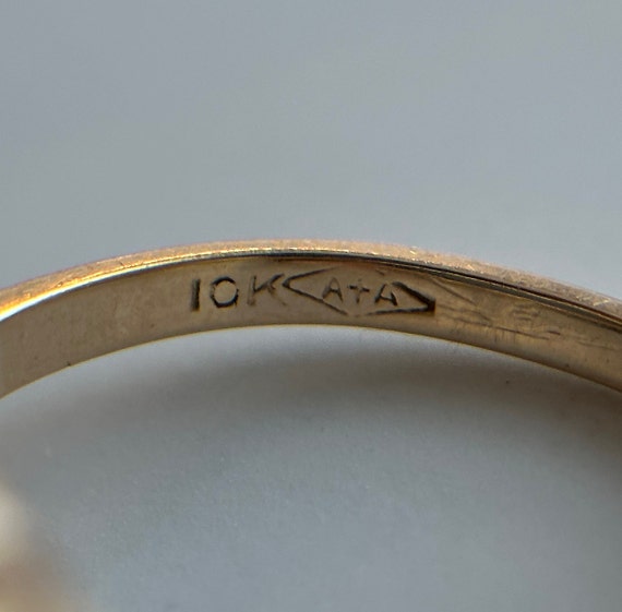 Vintage 10KT Hematite Ring, Large Oval Cut Black/… - image 9