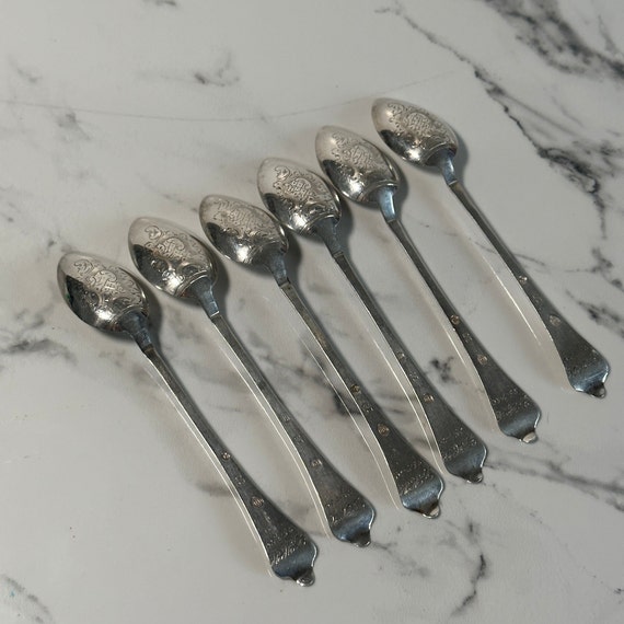 Antique Silver Danish Tea Spoons, 1919 Carl Zinglersen Six Silver