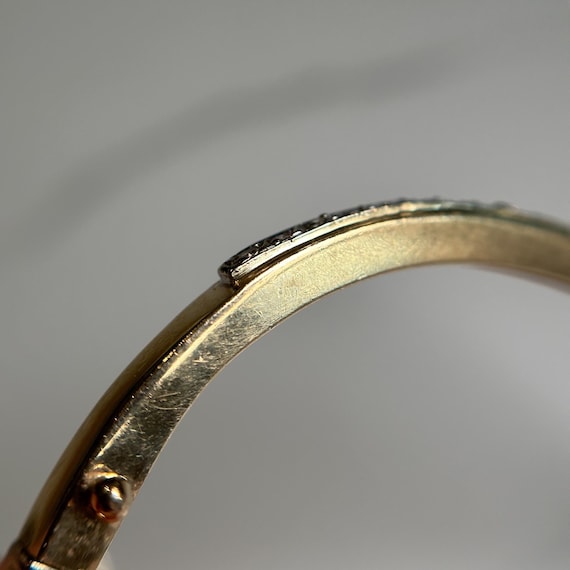Solid 14KT Gold Diamond Bangle Bracelet, Estate Y… - image 8