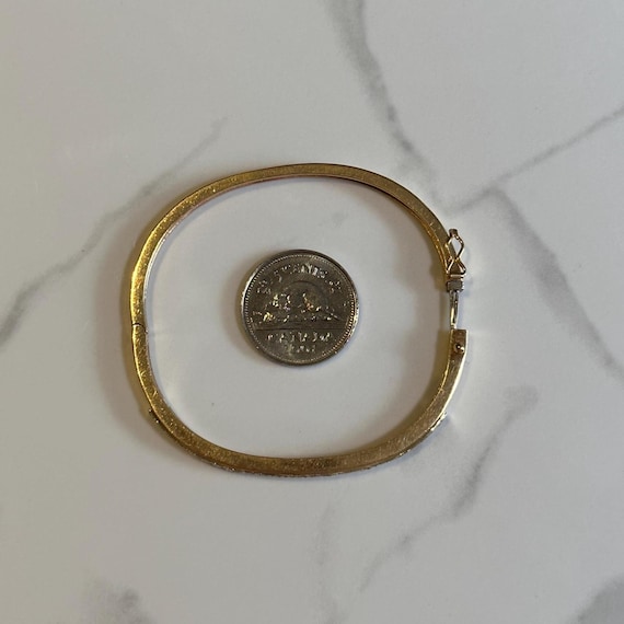 Solid 14KT Gold Diamond Bangle Bracelet, Estate Y… - image 3