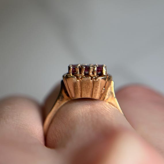 Ruby and Diamond 14KT Gold Statement Ring, Square… - image 8