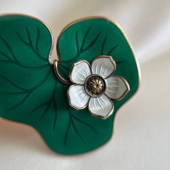 Vintage NORWAY David Andersen Green Water Lily Sterling Silver