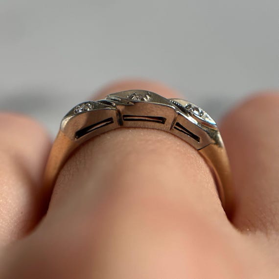 14-18KT Gold Stackable Diamond Ring, Thin White a… - image 2